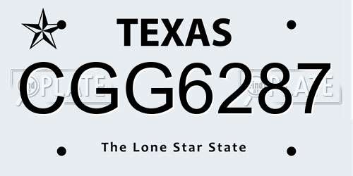 CGG6287 Texas License Plate