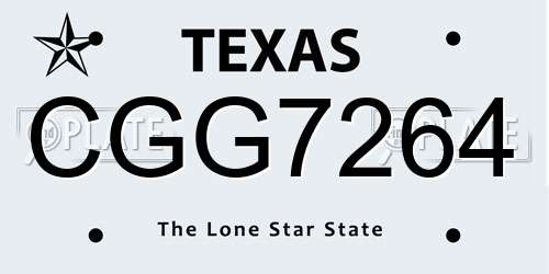 CGG7264 Texas License Plate
