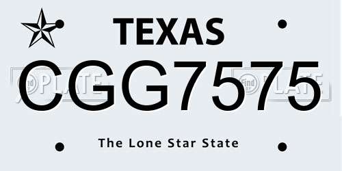CGG7575 Texas License Plate