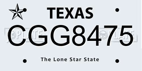 CGG8475 Texas License Plate