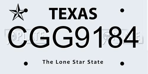 CGG9184 Texas License Plate