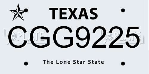 CGG9225 Texas License Plate