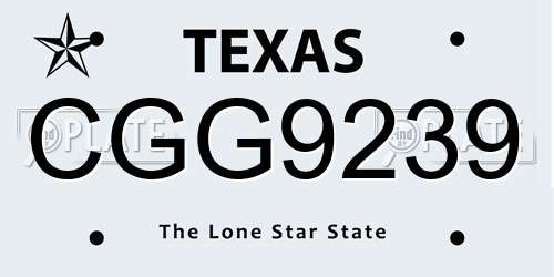 CGG9239 Texas License Plate