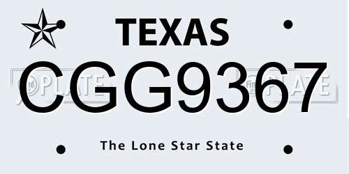 CGG9367 Texas License Plate