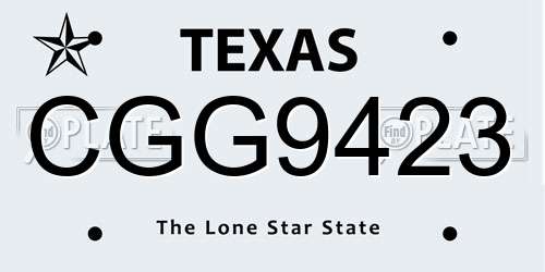 CGG9423 Texas License Plate