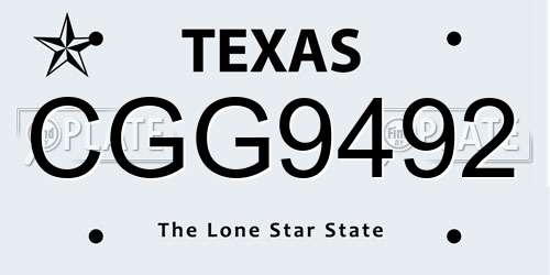CGG9492 Texas License Plate