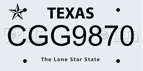 CGG9870 Texas License Plate