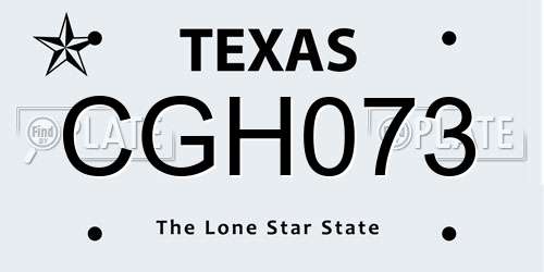 CGH073 Texas License Plate