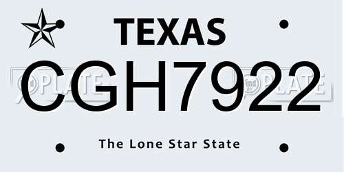 CGH7922 Texas License Plate