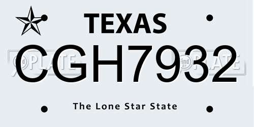 CGH7932 Texas License Plate