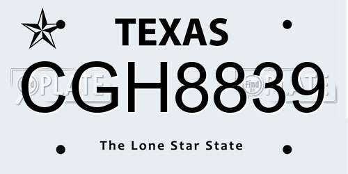 CGH8839 Texas License Plate