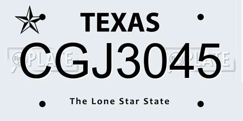 CGJ3045 Texas License Plate