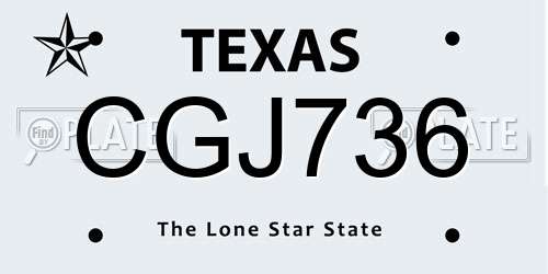 CGJ736 Texas License Plate