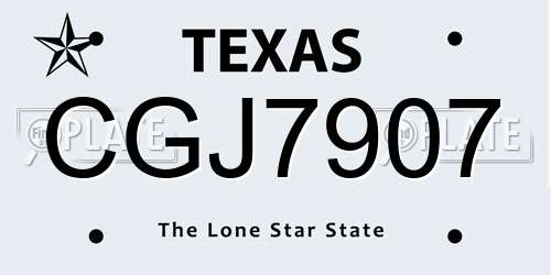 CGJ7907 Texas License Plate