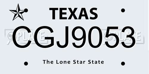 CGJ9053 Texas License Plate