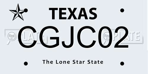 CGJC02 Texas License Plate