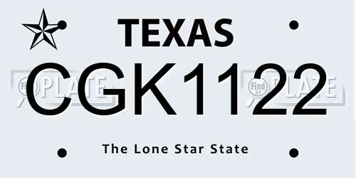 CGK1122 Texas License Plate