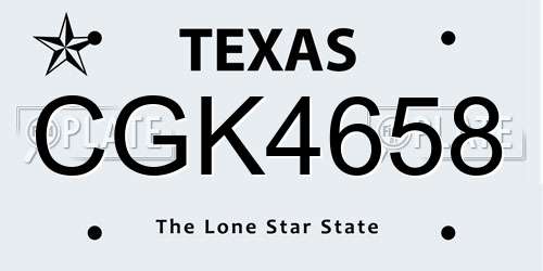 CGK4658 Texas License Plate