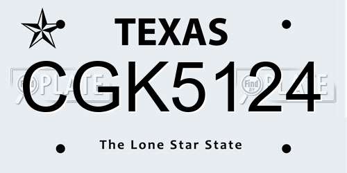 CGK5124 Texas License Plate