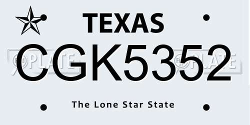 CGK5352 Texas License Plate
