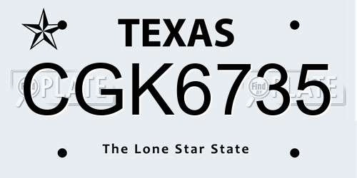 CGK6735 Texas License Plate