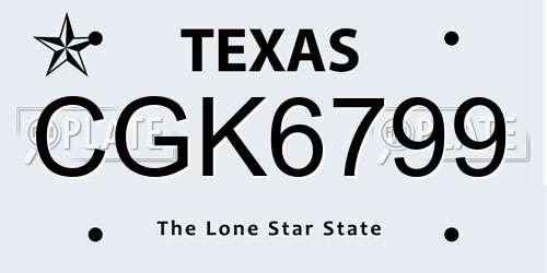 CGK6799 Texas License Plate