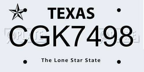 CGK7498 Texas License Plate