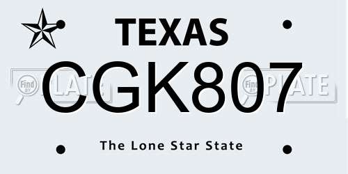 CGK807 Texas License Plate