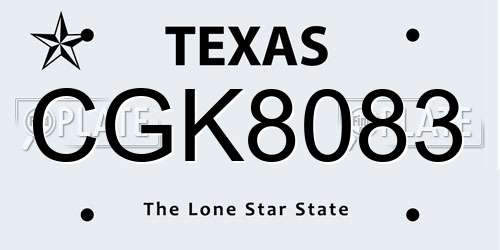 CGK8083 Texas License Plate