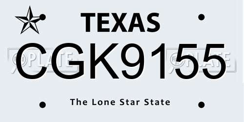 CGK9155 Texas License Plate