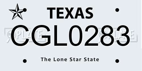 CGL0283 Texas License Plate