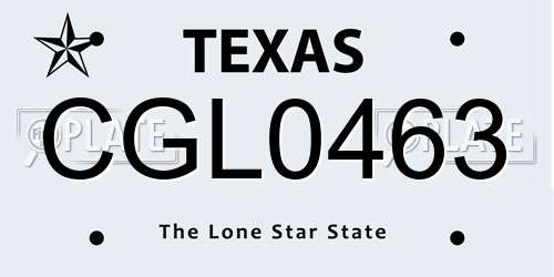 CGL0463 Texas License Plate