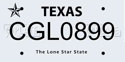 CGL0899 Texas License Plate