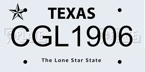 CGL1906 Texas License Plate