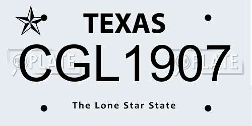 CGL1907 Texas License Plate