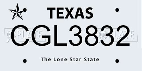 CGL3832 Texas License Plate