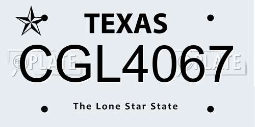 CGL4067 Texas License Plate