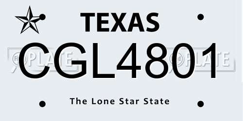 CGL4801 Texas License Plate