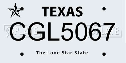 CGL5067 Texas License Plate