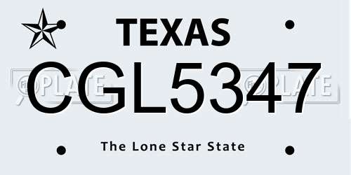 CGL5347 Texas License Plate