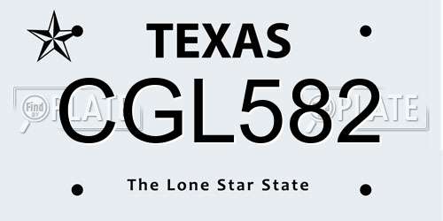 CGL582 Texas License Plate