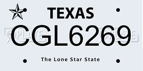 CGL6269 Texas License Plate