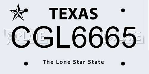 CGL6665 Texas License Plate