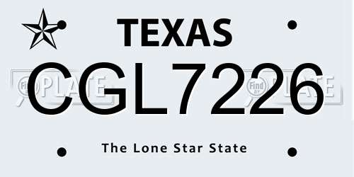 CGL7226 Texas License Plate