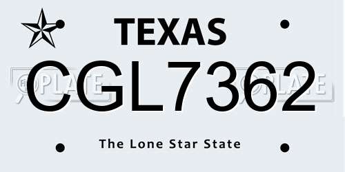 CGL7362 Texas License Plate
