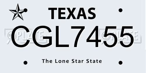 CGL7455 Texas License Plate