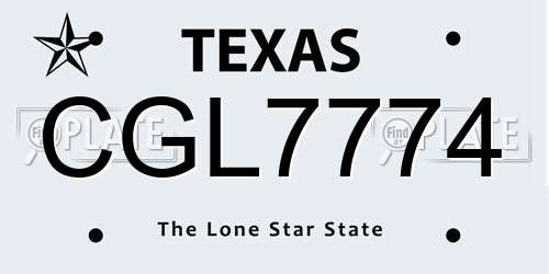 CGL7774 Texas License Plate