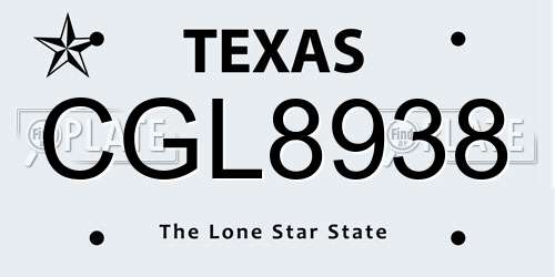 CGL8938 Texas License Plate