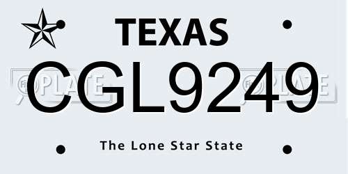 CGL9249 Texas License Plate