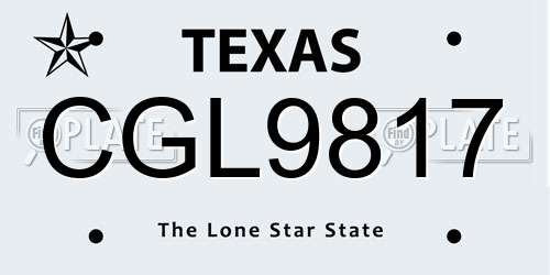 CGL9817 Texas License Plate